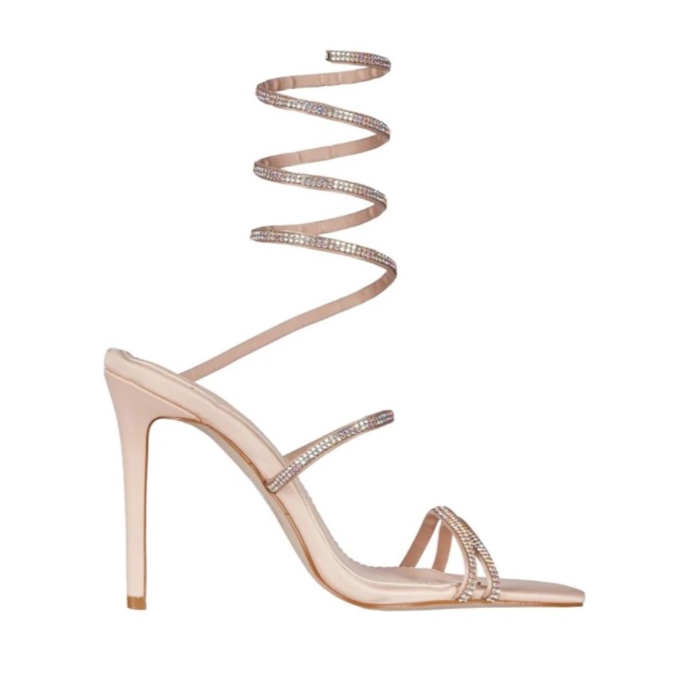 Elegant Spiral Strap Heels in Blush